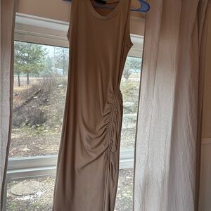 Elegant Tan Sleeveless Dress